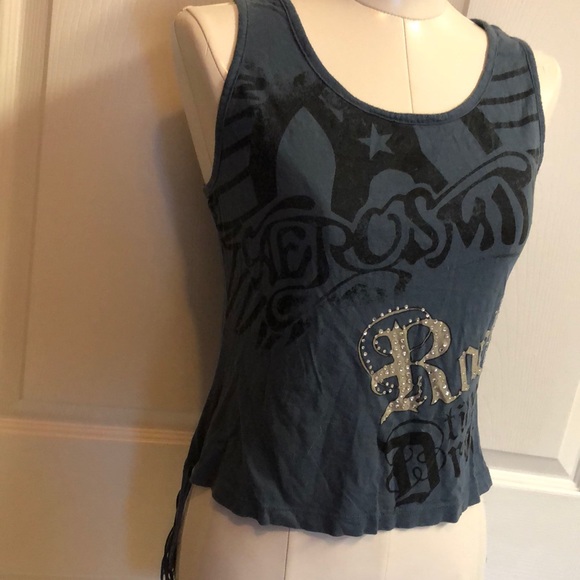 GUC AEROSMITH CROPPED T W/BLING & FRINGE!! - Picture 2 of 6